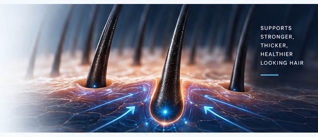 Illustration showing hair follicles and scalp circulation
